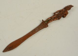 Rare Antique Cold Painted Metal Judd Co Indian Chief Head Letter Opener Unusual
