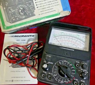 Micronta 22 - 208 Fet Multitester Multimeter Vom W Probes And Box Solid State Vtvm