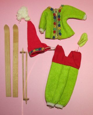 Vintage Vogue Ginny Doll Fun Time Skis 49 1955 Outfit Hat Skis Poles
