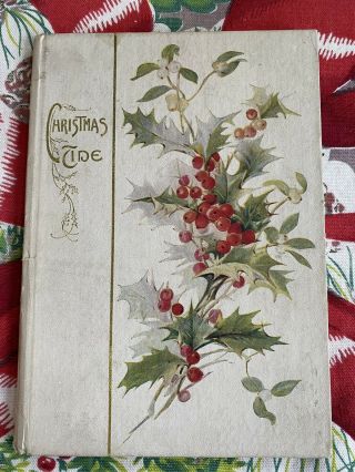 Antique Victorian Christmas Tide Poetry Gift Book Lithographs