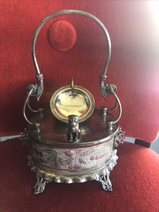 Rare Antique W.  M.  Rogers Silver Plate Pocket Watch Display Stand Bulldog