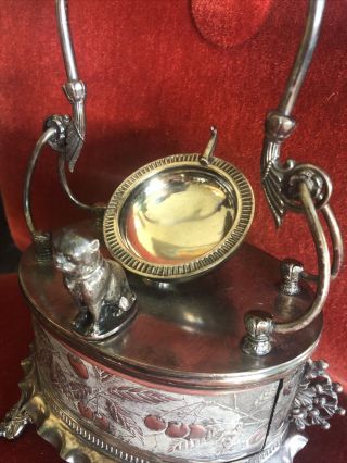 RARE antique W.  M.  Rogers Silver Plate Pocket Watch display stand Bulldog 2