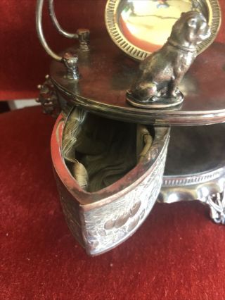 RARE antique W.  M.  Rogers Silver Plate Pocket Watch display stand Bulldog 3