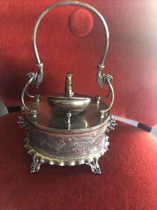 RARE antique W.  M.  Rogers Silver Plate Pocket Watch display stand Bulldog 5