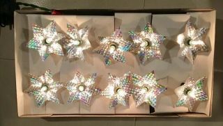 Vintage Star Shaped Christmas Mini Lights Foil Aluminum 10 Clear Rare