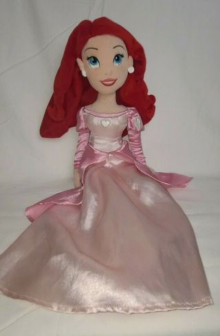 Disney Store Ariel Pink Dress 20 " Plush Doll Little Mermaid Rare