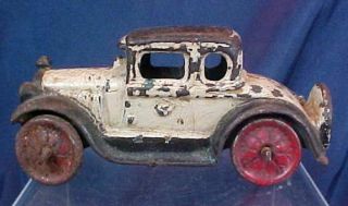 Antique Cast Iron A.  C.  Williams Ford Coupe White Black Paint Red Wheels