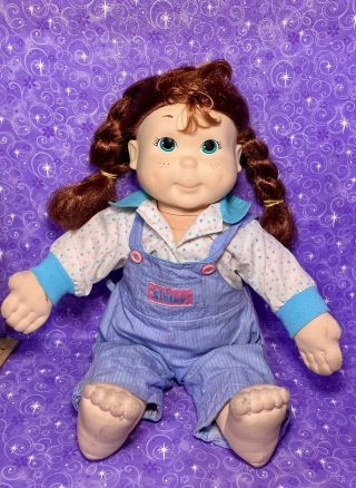 1986 Hasbro My Buddy Kid Sister Doll Brunette Hair Overalls 21”