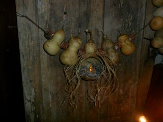 Primitive Gourd Garland,  Center Light - Early Look Homestead Dried Gourds,  Cobs