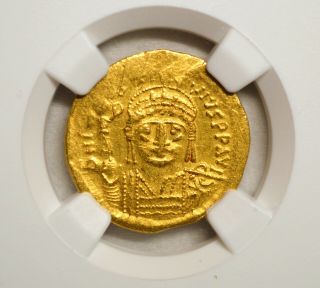 Byzantine Empire Justin Ii Av Solidus Ngc Choice Au 5/5 - 2/5 Rare Gold