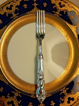 One Moselle Silver Plate Dinner Fork.  Hollow Handle.  No Markings 7 3/4 "
