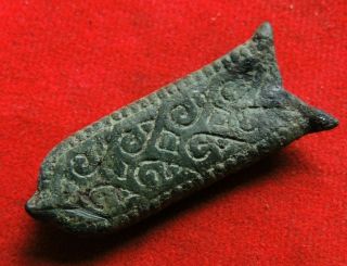 Ancient Bronze End From Viking Belt