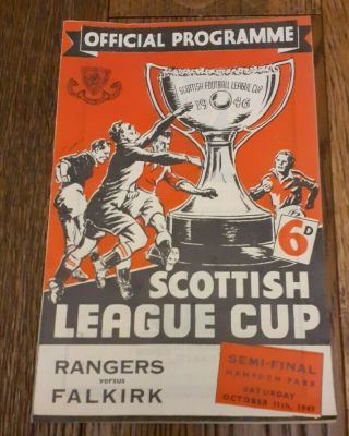 Rare Scottish League Cup Semi Final - Rangers V Falkirk - October 1947