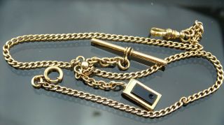 Antique Albert Design Gold Filled Pocket Watch Double Chain Fob/t - Bar