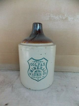 Antique Advertising Stoneware Jug Colfax Mineral Water Co.  Iowa Rare Red Wing?