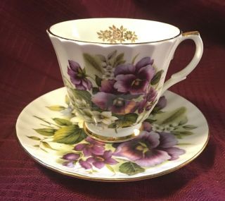Vintage Tea Cup & Saucer.  Duchess Made In England.  Purple Flowers