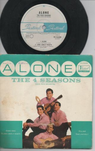 The Four Seasons Rare 1964 Aust Only 7 " Oop Mono Festival Pop P/c Ep " Alone "