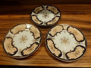 Set Of 3 Porcelain Plate - English ? Hand Painted Ca.  1820 7 1/2 " Wide
