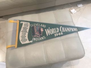 Cleveland Indians 1948 World Series Pennant Players Names Rare Perfect