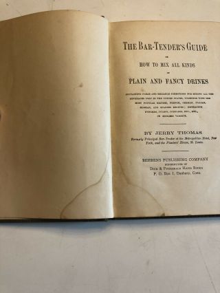 RARE Antique JERRY THOMAS BARTENDERS GUIDE 1887 Dick & Fitzgerald 4