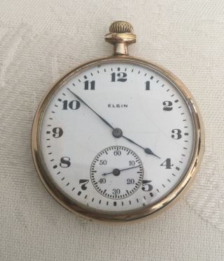 Antique Elgin Natl.  Watch Co.  15 Jewel Gold Plated Pocket Watch,  Not