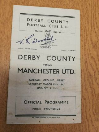 Rare 1947 Derby County V Manchester United Division 1 Football Match Programme A