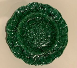 Antique Green Majolica Plate Green Leaf Plate