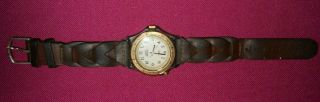 Mens Timex Analog Indiglo Watch With Leather Weave Band Fresh Battery