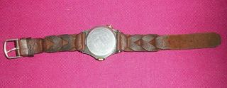MENS TIMEX ANALOG INDIGLO WATCH WITH LEATHER WEAVE BAND FRESH BATTERY 3