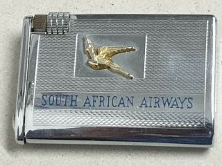 Antique Cigarette Lighter Silver Match Advertising South African Airways Airline