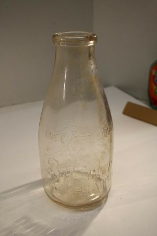 Embossed Rare Biltmore Dairy Farms One Quart Milk Bottle Asheville Nc 1940s