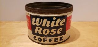 Vintage White Rose Coffee Tin Can 1lb.  Rare Can.