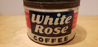 VINTAGE WHITE ROSE COFFEE TIN CAN 1LB.  RARE CAN. 3