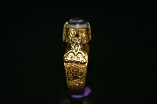 100 Authentic Ancient 18K Bactrian Gold Ring with Rare Ancient Eye Agate Stone 4