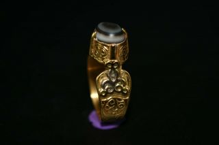 100 Authentic Ancient 18K Bactrian Gold Ring with Rare Ancient Eye Agate Stone 5
