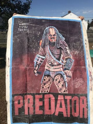 Predator Rare Ghana Mobile Cinema Hand Painted Movie Poster Papa Warsti Folk Art