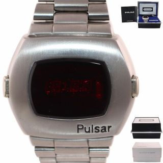 1970s Rare Vintage Pulsar Time Computer P3 Led Digital Retro Steel Quartz Watch