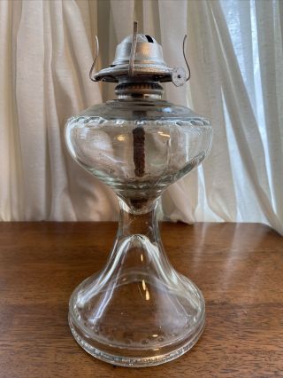Antique Vintage Oil Kerosene Hurricane Lamp Clear Glass Lighting Painted Burner