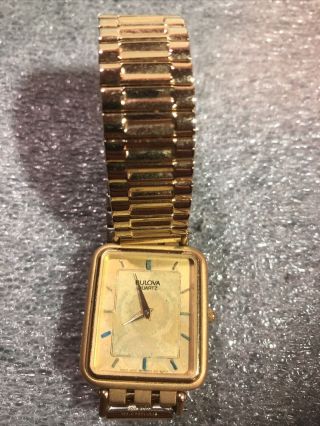 Vintage Bulova Quartz Stainless Steel Gold Tone Watch