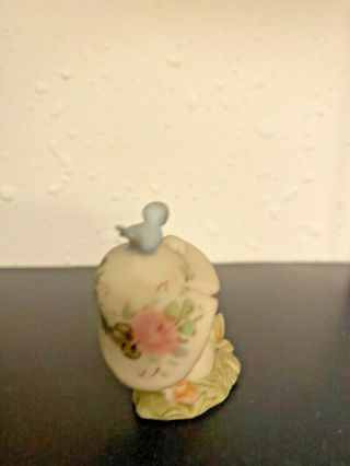 Rare Vintage Miniature Porcelain Mushroom with Blue Bird and Roses - Oliva Bates 3