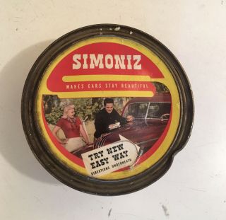 Vintage Rare 1940s Simoniz Car Wax Polish Can Automotive Gas Oil 40s War Era