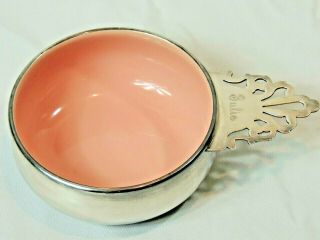 Vintage Reed & Barton 869 Silver Plate Peach Enameled Interior Porringer Bowl