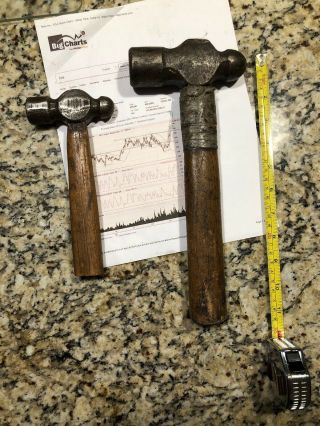 Two Vintage Ball Peen Hammers,  Blacksmith Tools Unique,  Antique