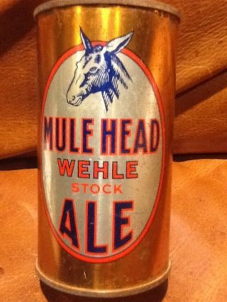 Rare Wehle Brewing Mule Head Stock Ale Vintage Beer Can,  West Haven Ct Irtp