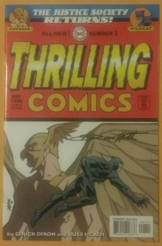 Thrilling Comics 1 Signed By Russ Heath (rare) Hawkman / Wildcat App 1999