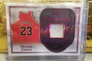 Rare Michael Jordan 2/4 Game Jersey Card 2018 Leaf Enshrined - Last Dance