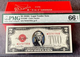 1928 - G $2 Us Legal Tender Star Note Fr - 1508 Pmg 66 Gem Uncirculated Epq Rare Nr