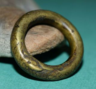 Antique Yoruba Lost Wax Casted Brass Ring,  Old African CURRENCY,  Nigeria Africa 2