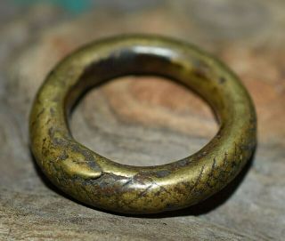 Antique Yoruba Lost Wax Casted Brass Ring,  Old African CURRENCY,  Nigeria Africa 3