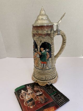 Vintage Dbgm Western Germany German Beer Stein With Pewter Lid Ceramic Rare Mug